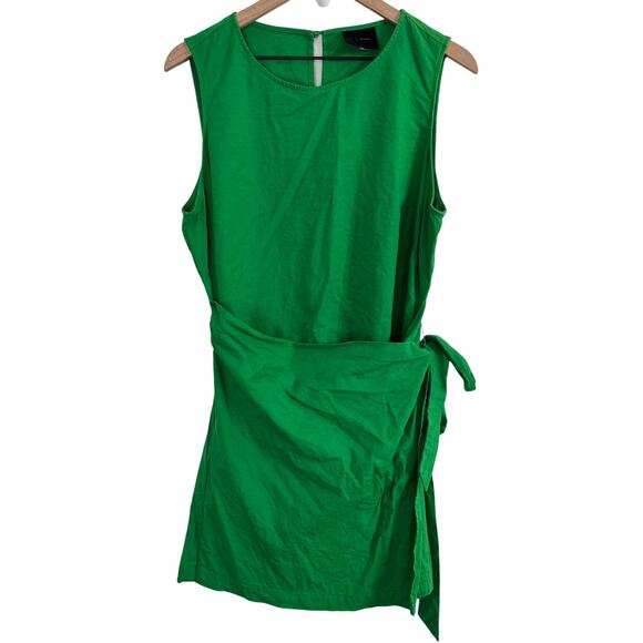 Alex Marie Madelyn Sleeveless Boat Neck Linen Faux Wrap Mini Dress Green Size 14 - Picture 2 of 7